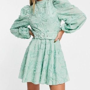 ASOS Sage green belted skater dress